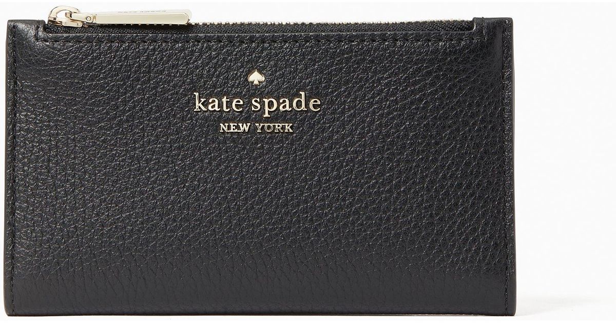 Kate Spade Leather Leila Small Slim Bifold Wallet in Black | Lyst