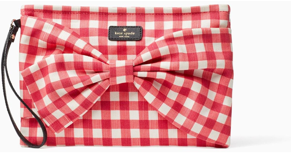 Kate Spade Gingham Canvas Wristlet Lyst