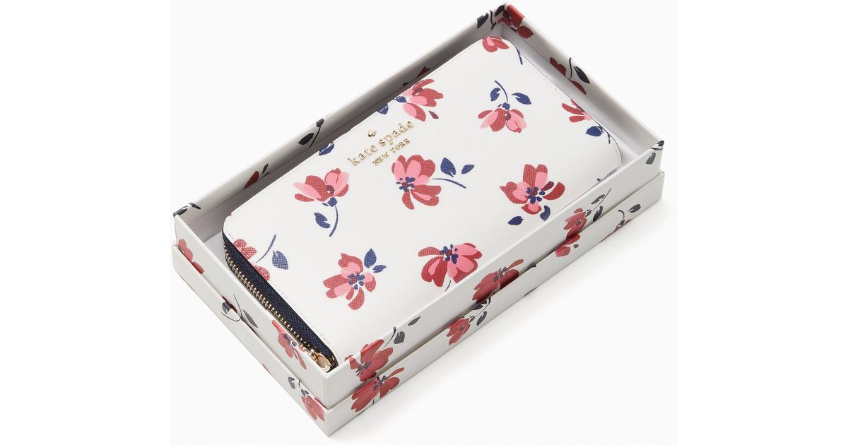 Kate Spade Leather Staci Tea Garden Toss Boxed Large Continental Wallet