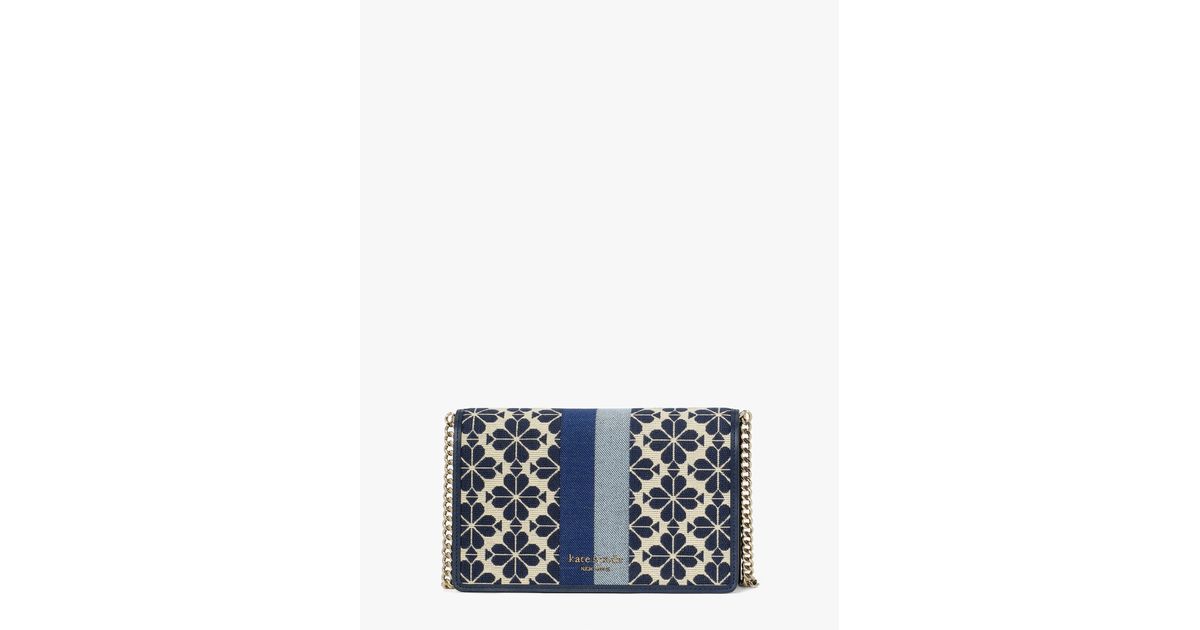Kate Spade Synthetic Spade Flower Jacquard Stripe Chain Wallet in Blue
