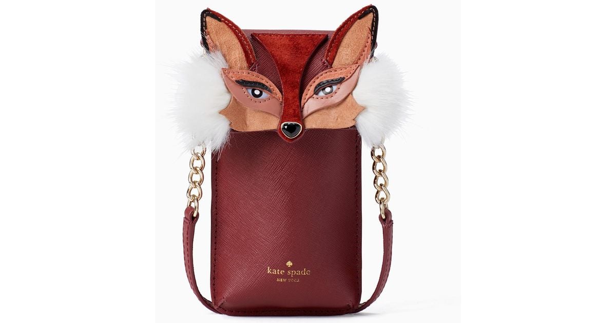 Kate Spade Leather Fox Iphone Crossbody Bag in Red Lyst