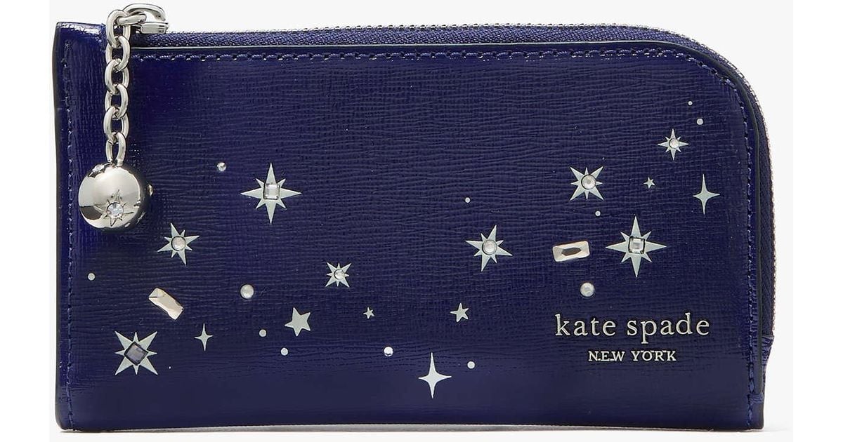 Kate Spade Devin Embellished Small Slim Bifold Wallet in Blue