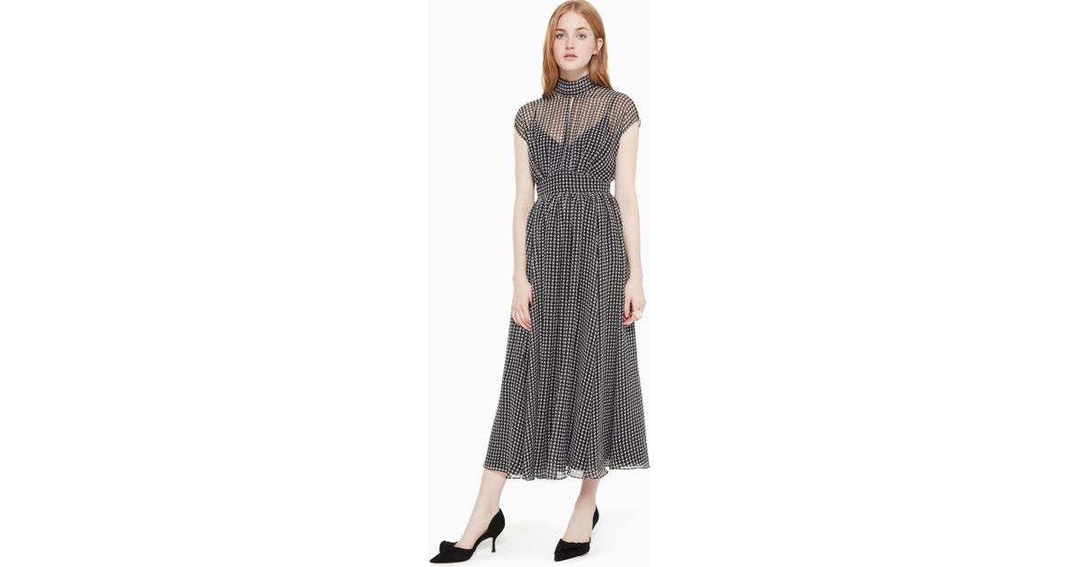 kate spade houndstooth chiffon dress
