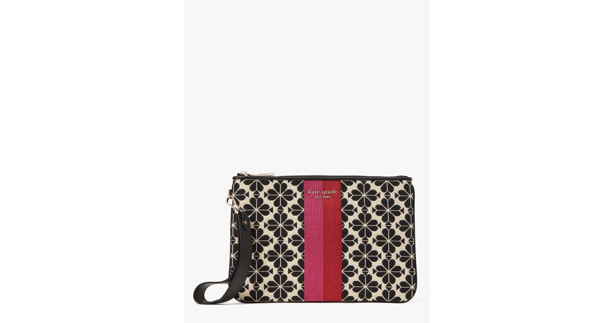 Kate Spade Synthetic Spade Flower Jacquard Stripe Pouch Wristlet in