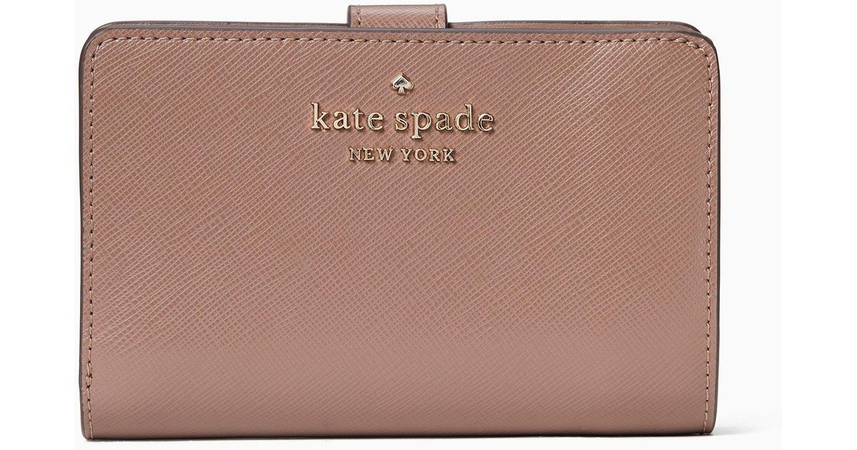 Kate Spade Staci Colorblock Medium Compact Bifold Wallet in Brown 