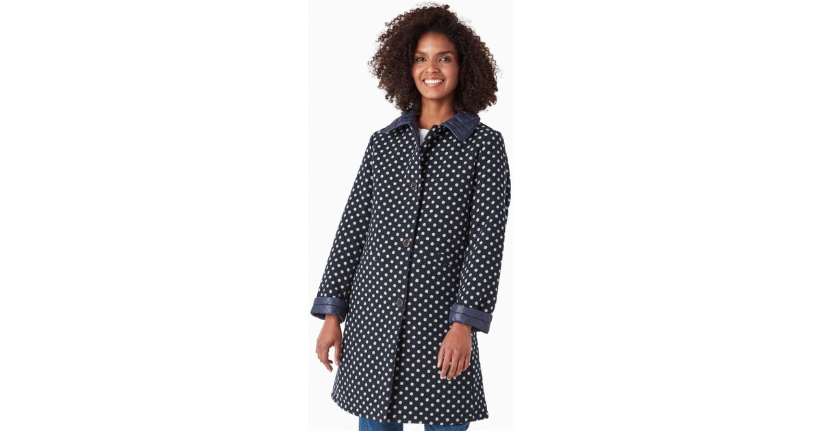 Kate Spade Wool Reversible Quilted Coat in Blue/Cream (Blue) - Lyst