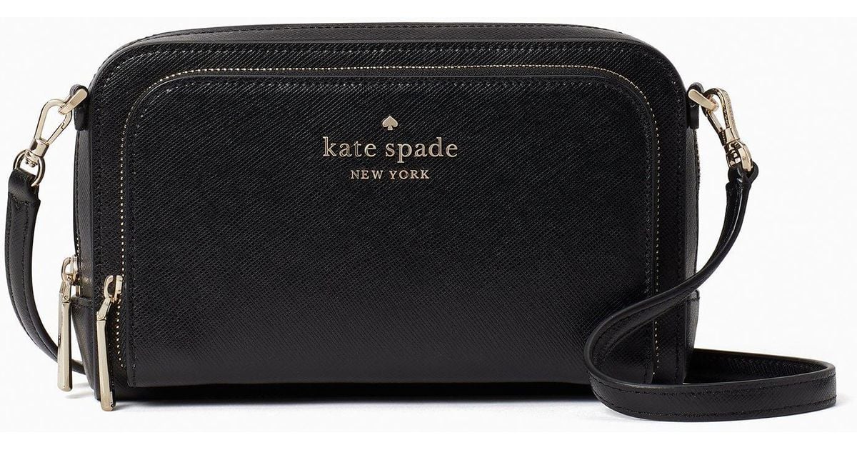 Kate Spade Leather Staci Dual Zip Around Crossbody in Black Lyst