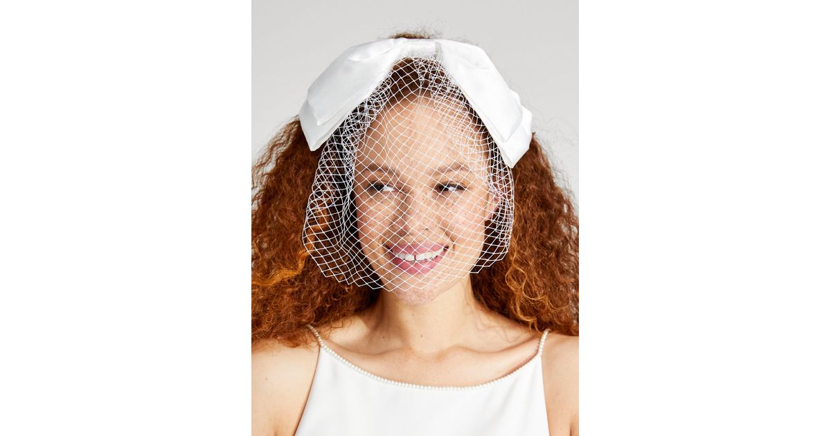 Kate Spade Satin Bow Veiled Headband Lyst