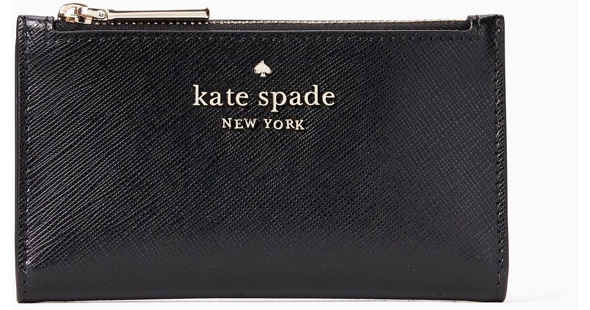 Kate Spade Staci Small Slim Bifold Wallet in Black - Lyst