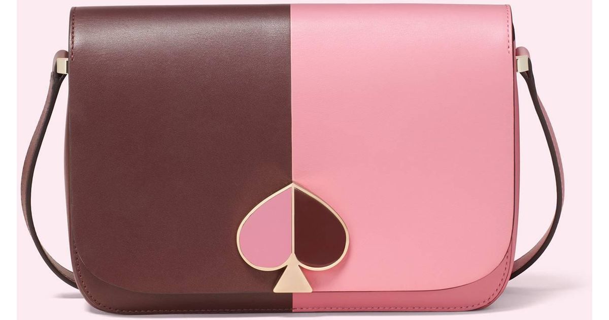 Kate Spade Leather Nicola Bicolor Small Flap Shoulder Bag in Pink - Lyst