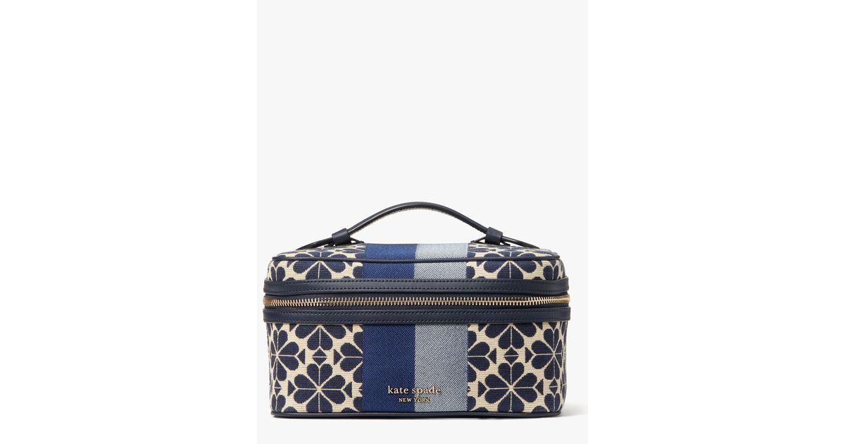 Kate Spade Synthetic Spade Flower Jacquard Stripe Vanity Kit in Blue Lyst