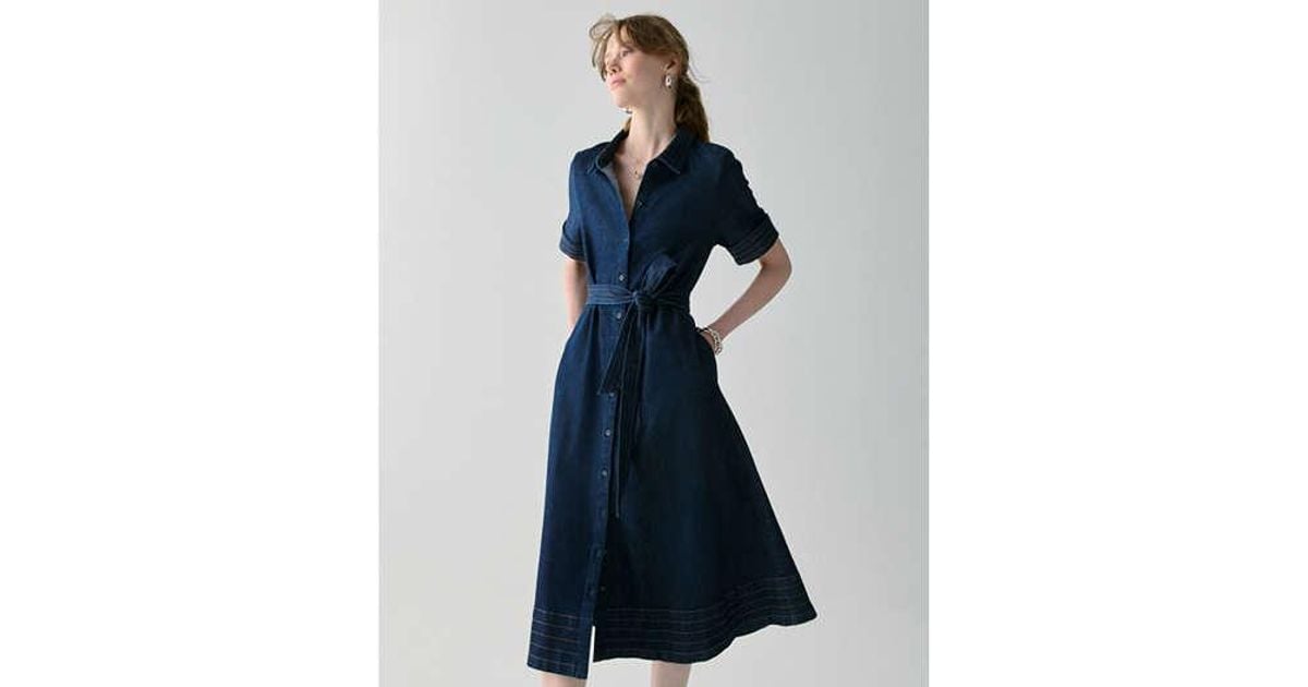 Kate Spade Denim Trapunto Midi Shirtdress in Black | Lyst