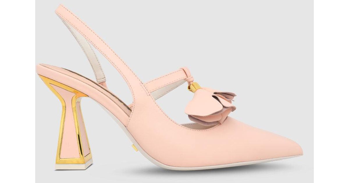 Kat Maconie Leather Alice Hourglass Heel Pumps in Crystal Pink (Pink