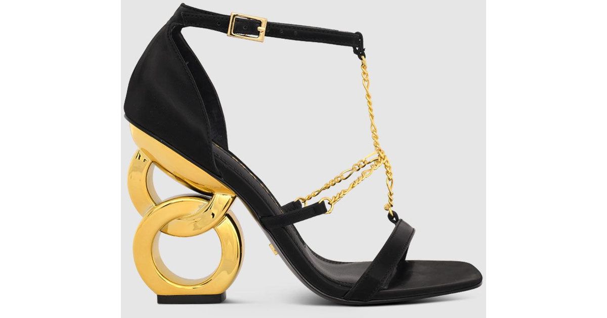 Kat Maconie Leather Sadia Chain Heel Sandals in Black Lyst UK