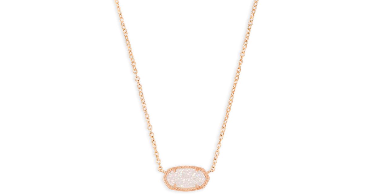 Kendra Scott Elisa Rose Gold Pendant Necklace In Iridescent Drusy Lyst Kendra Scott Elisa Rose Gold Pendant Necklace In Metallic