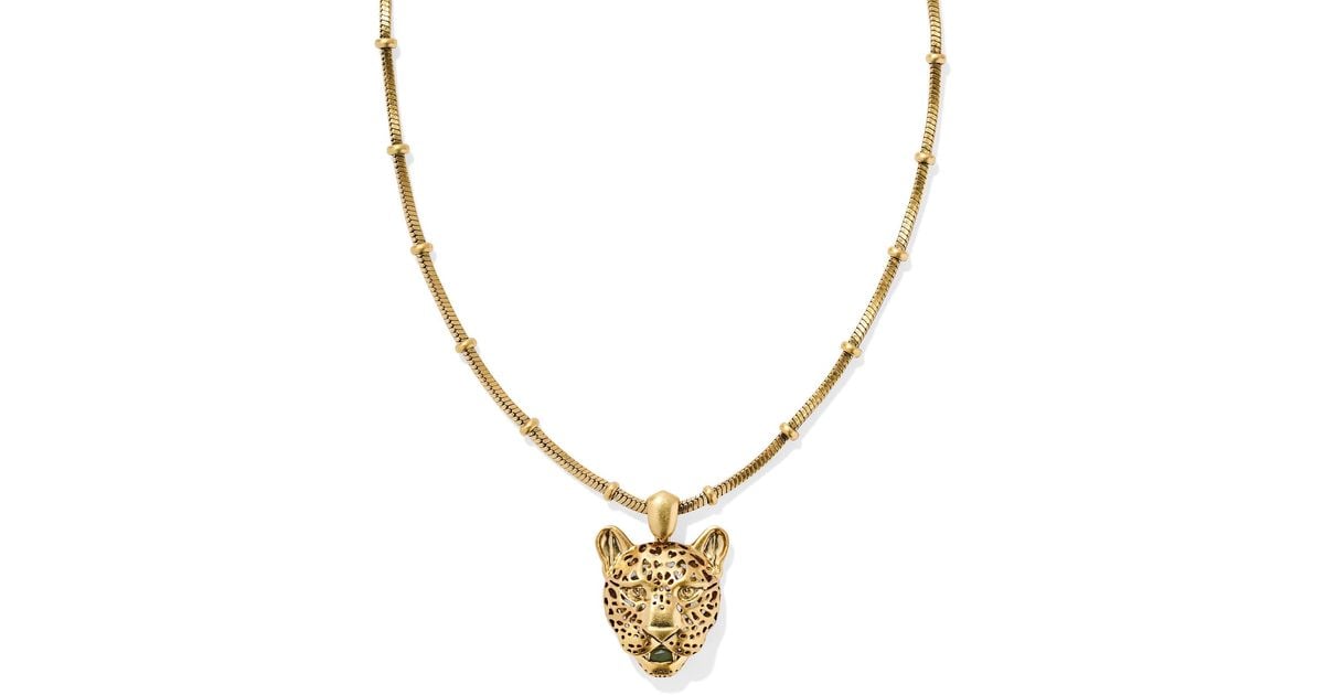 Kendra Scott Maura Vintage Gold Jaguar Short Pendant Necklace in ...