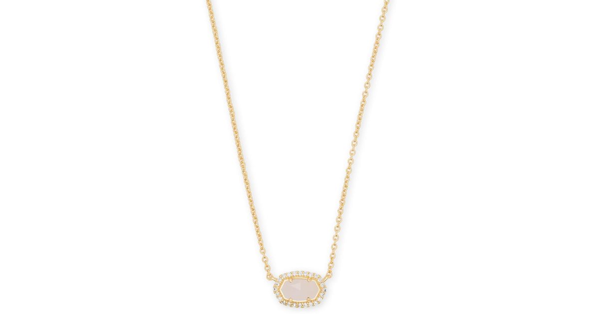 Kendra Scott Chelsea Gold Pendant Necklace In Rose Quartz Metallic Lyst - Kendra Scott Chelsea Pendant Necklace Rose Gold