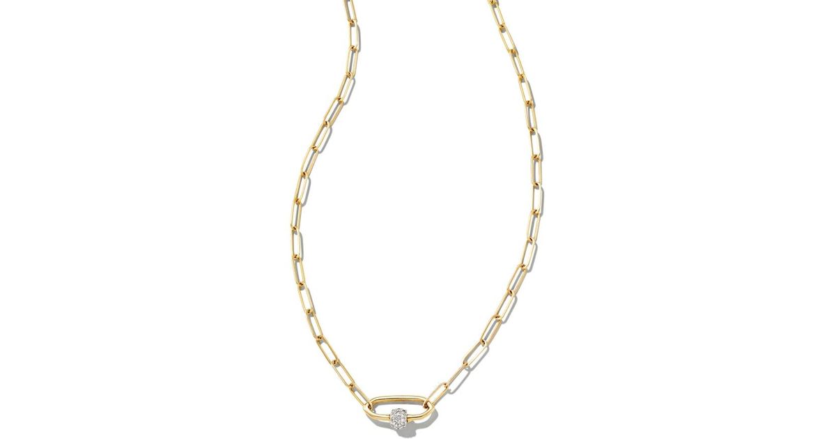 Kendra Scott Metal Stella 14k Yellow Gold Paperclip Pendant Necklace in