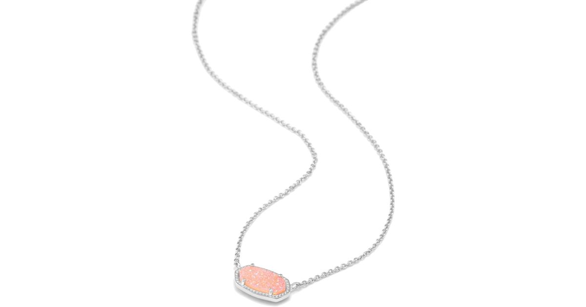 Kendra Scott Elisa Silver Pendant Necklace In Light Pink Drusy in ...