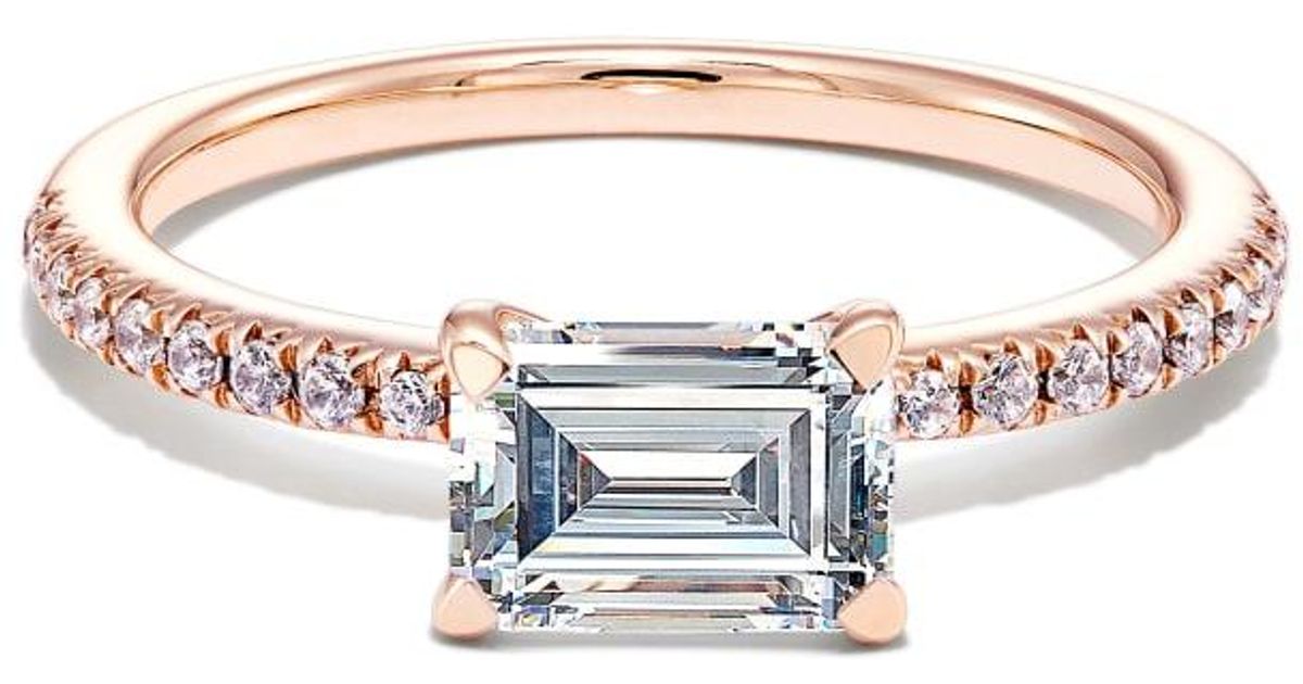 Kendra Scott Emerald Solitaire Engagement Ring With Pave Diamonds in