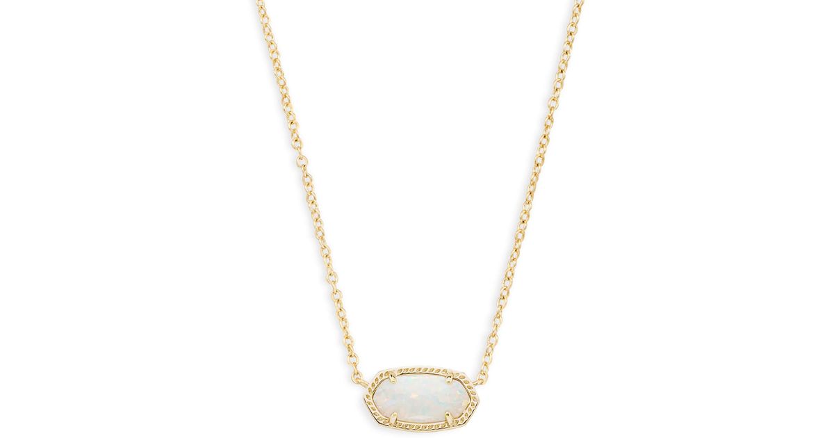 Kendra Scott Elisa Gold Pendant Necklace In White Kyocera Opal | Lyst