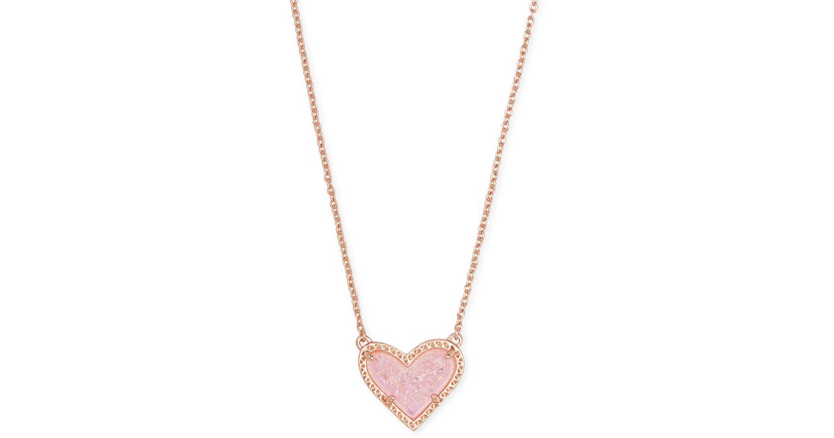 Kendra Scott Ari Heart Rose Gold Pendant Necklace in Metallic - Lyst