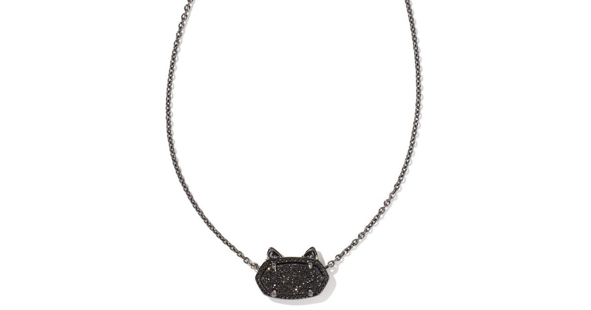 Kendra Scott Elisa Gunmetal Cat Pendant Necklace in Metallic Lyst