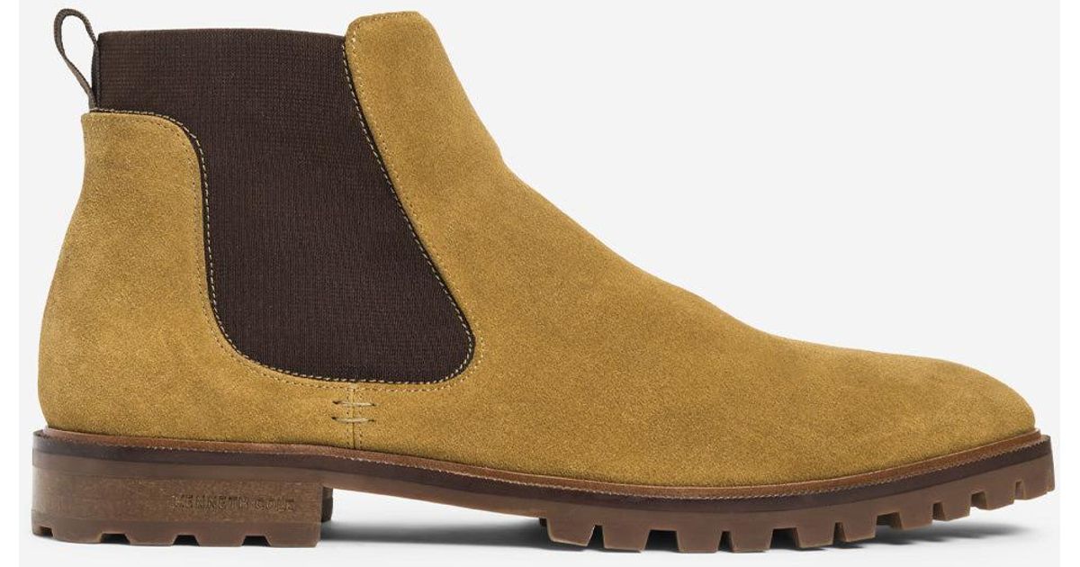 Cole Tully Suede Lug Sole Chelsea Boot In Tobacco, Size 7 in