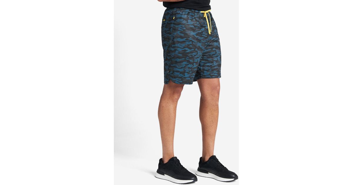 Cole Active Stretch Shorts In Navy Camo, Size Small in Blue