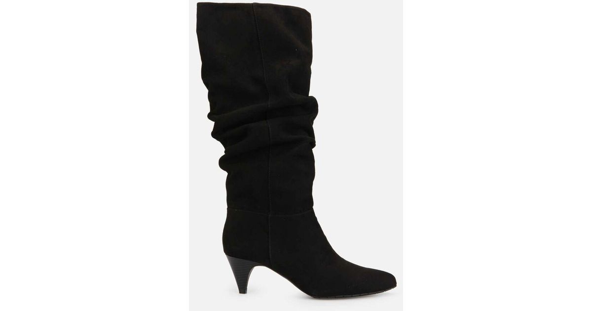 slouch kitten heel boots