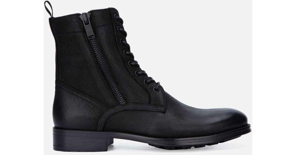 Cole Leather Hugh Double Zip Combat Boot in Black for Men Lyst