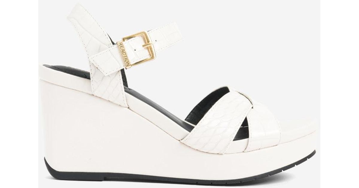 Cole Reaction Clarissa Platform Wedge Sandal In Ecru Croco