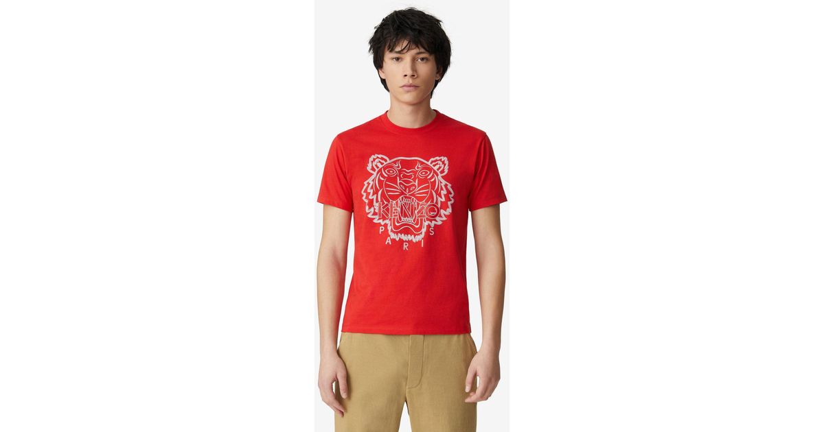 KENZO Cotton Tiger T-shirt in Red for Men - Lyst
