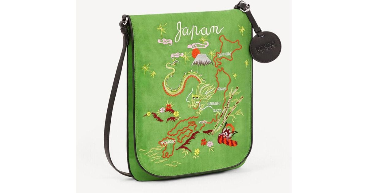 KENZO 'parisjapan' Reversible Messenger Bag in Green Lyst