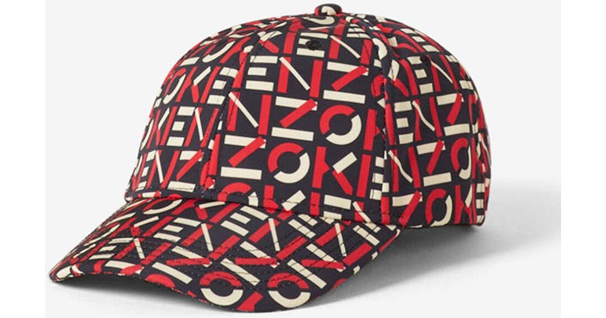 KENZO Sport Monogrammed Cap in Red | Lyst