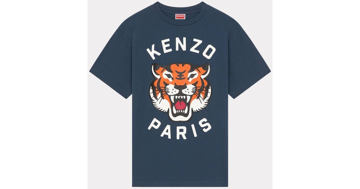 KENZO Lucky Tiger Oversized Genderless T shirt in Blue for Men