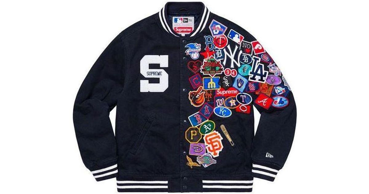 Supreme X New Era X Mlb Varsity Jacket Multi-Color' in Blue for