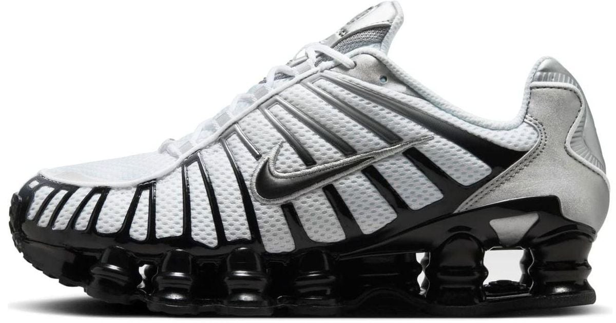 nike shox tl metallic white