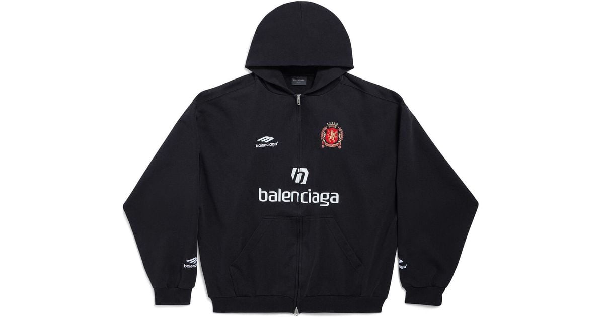 Balenciaga Paris Soccer Zip-Up Hoodie Medium Fit in Blue for