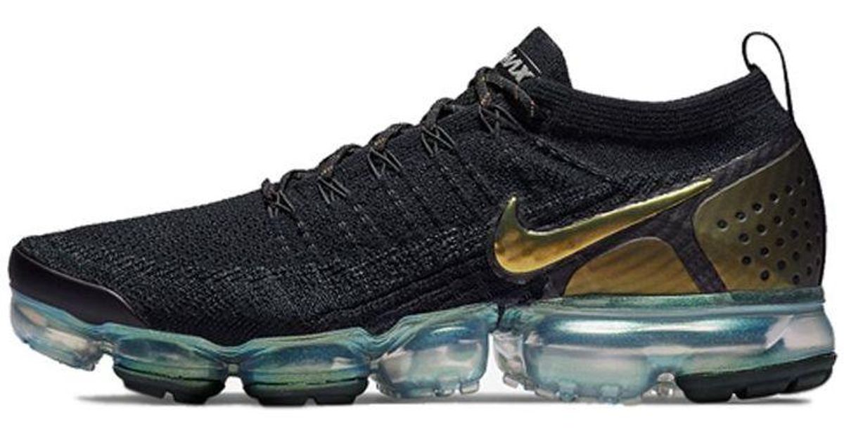nike air vapormax flyknit 2 women's black and gold