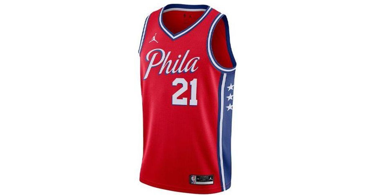 Nike X Nba Philadelphia 76Ers Jerseys 'Joel Embiid 21' in Red for Men ...