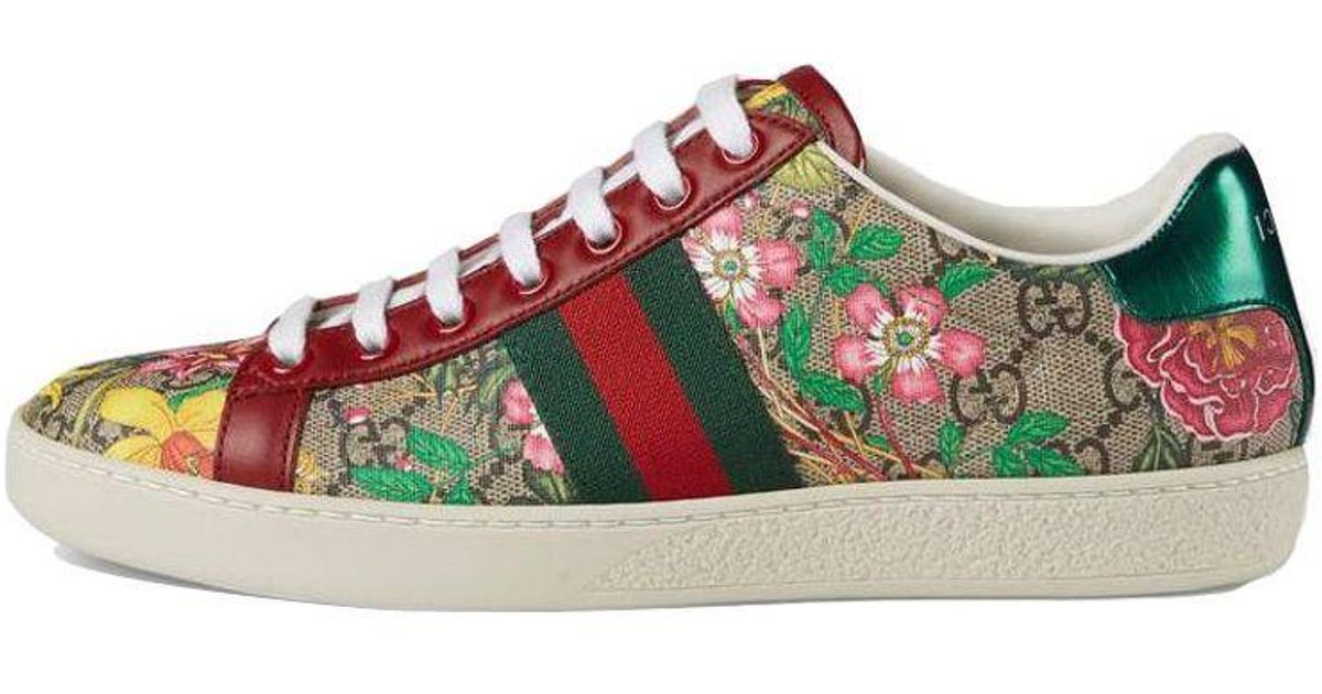 Gucci Ace gg Supreme Low 'flora Print - Red' | Lyst