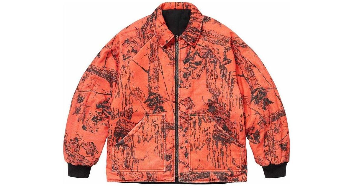 Supreme X Realtree Reversible Quilted Work Jacket in Red for Men 