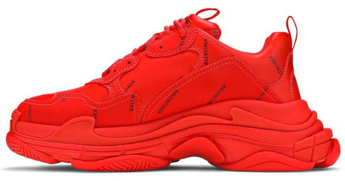 Balenciaga Triple S Clunky Shoes Red for Men | Lyst