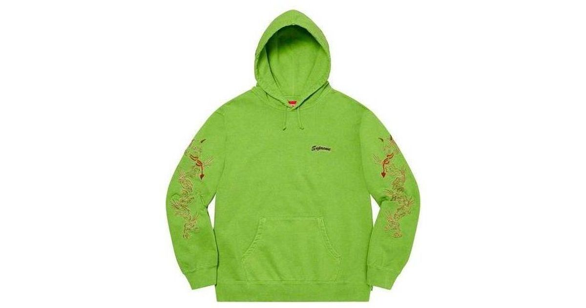 Supreme Dragon Overdyed Hooded Sweatshirt in Green for Men | Lyst UK