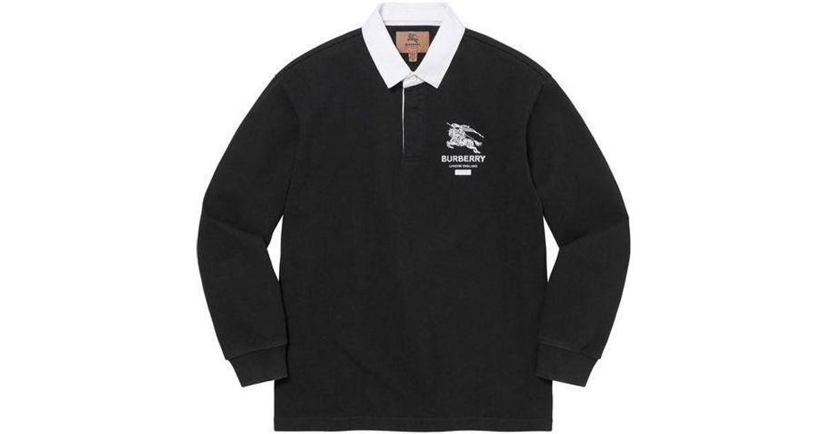 Supreme X Burberry Rugby Polo in Black for Men | Lyst UK