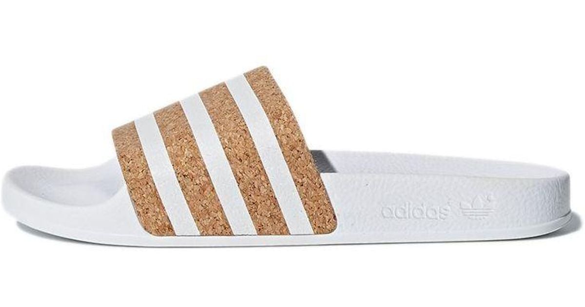 adidas Adilette Slides 'cork' in White Lyst