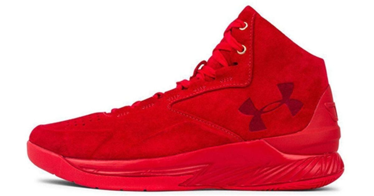 Under Armour Curry 1 Lux Mid Suede in Red for Men Lyst