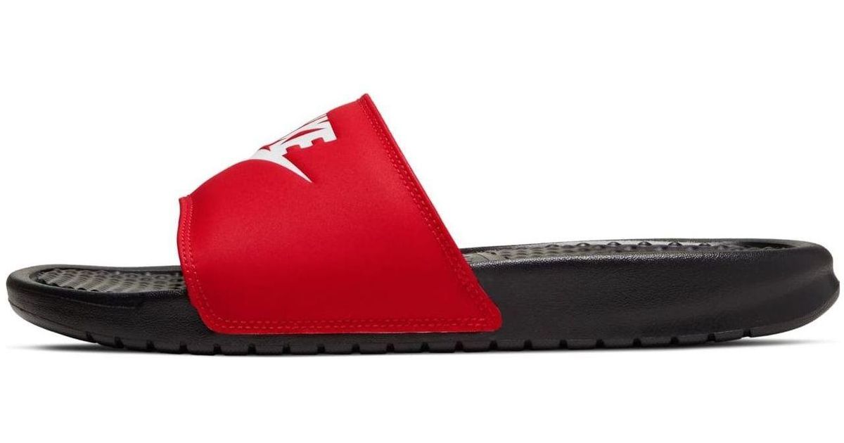 nike benassi slides red and black
