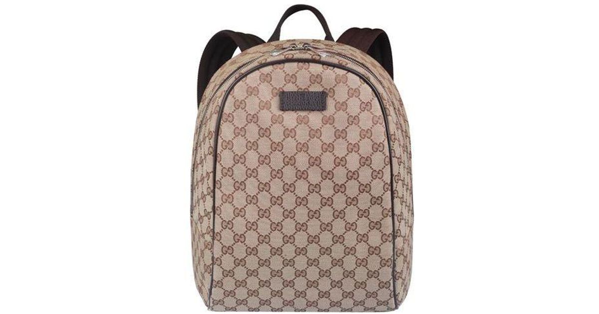Gucci Logo Leather Logo Canvas Schoolbag Backpack / / Brown Classic Lyst